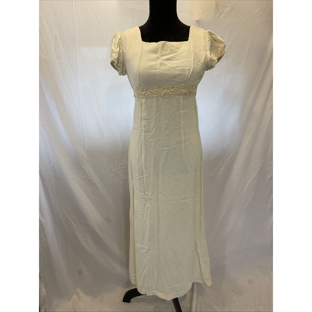 Vintage handmade 60s empire waisted tea dress gown white Wedding formal Cottage